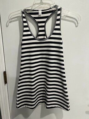 Lululemon Black/White Striped Racerback Tank - Size 6